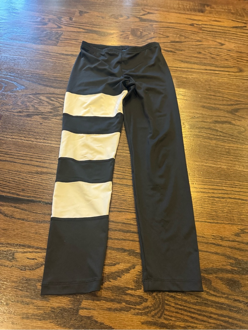 adidas Kids Black Leggings with White Stripe Blocks